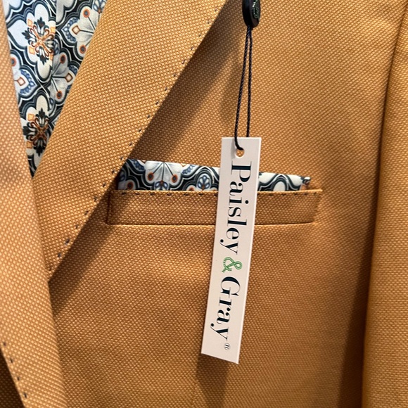 Paisley & Gray NWT Classic Camel Colored Sz 40R Slim Fit Lined Blazer Coat (489) - Picture 5 of 10